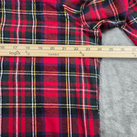 LL Bean Top Womens XL Petite Red Scotch Plaid Flannel Button Up Shirt - Picture 7 of 8